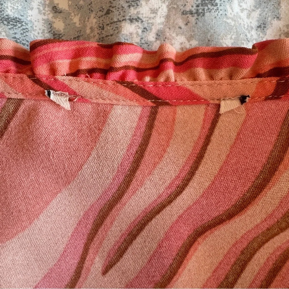 NWT Dex Tiered Midi Dress Sz  XS Coral Swirl Psychedelic Funky Hippie Wrap Front - Picture 15 of 16